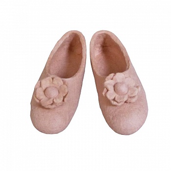 Тапочки войлочные розовые с цветком. Размер 36